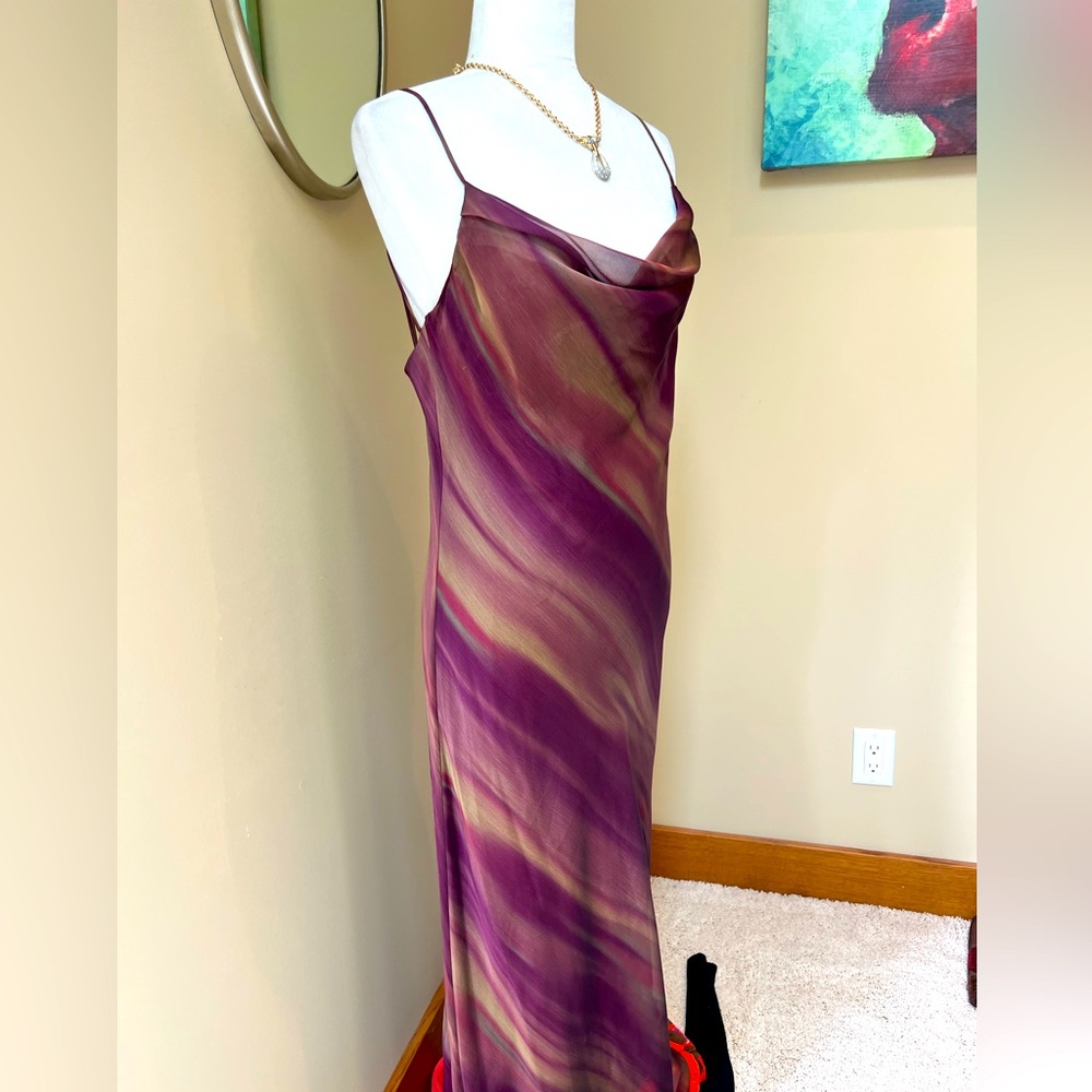 Elegant Purple and Gold Slip Dress by Dollar Size XL Strappy Cowl